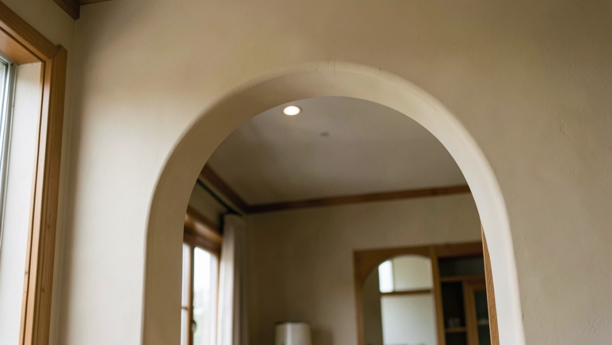 wykończenie łuku w salonie